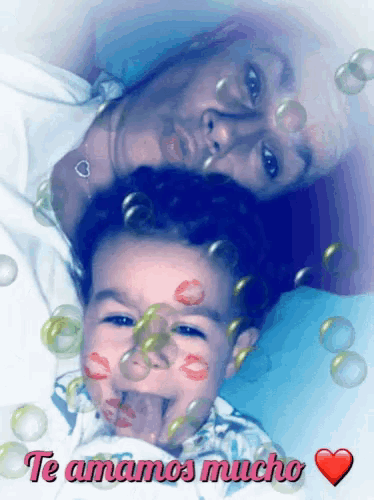 a picture of a man and a child with te amamos mucho written on it