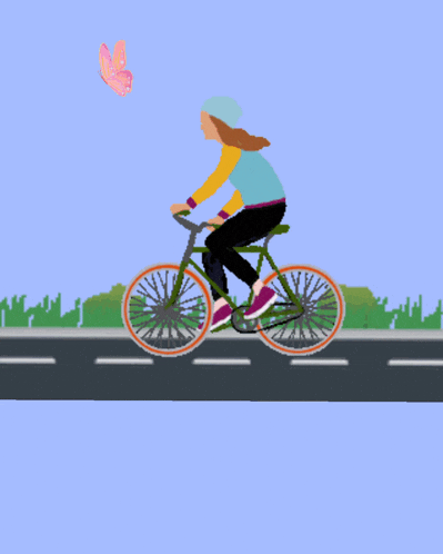 a cartoon of a woman riding a bike with the words waktunya battle monster