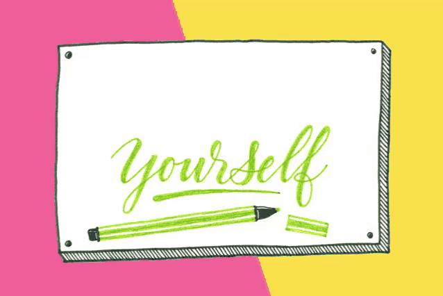 a sign that says " do n't doubt yourself " with a green pencil