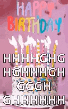 a happy birthday greeting card with a birthday cake and candles .