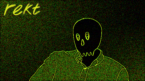 a drawing of a person with a skull on their face and the words " rekt " on the bottom right
