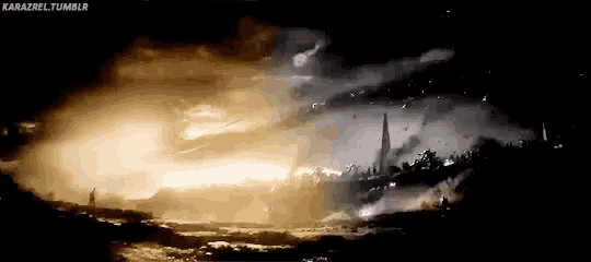 a large explosion is taking place in the middle of a forest