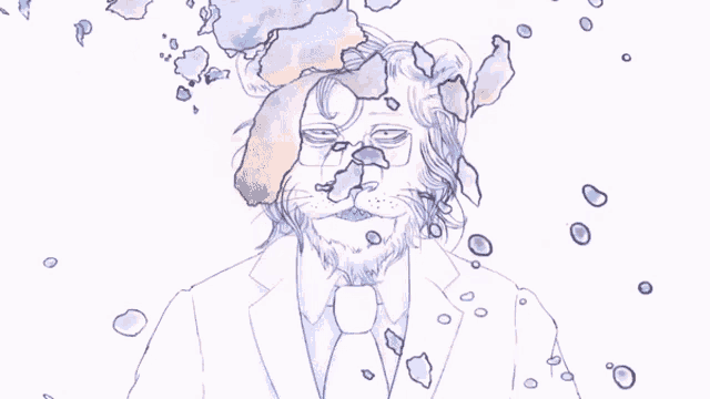 a drawing of a man with a lion head