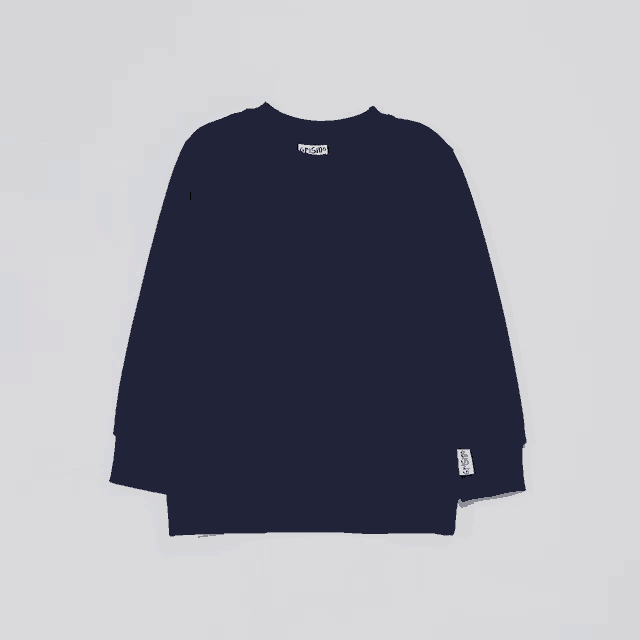 a dark blue sweatshirt with a white label that says ' abercrombie & fitch ' on it