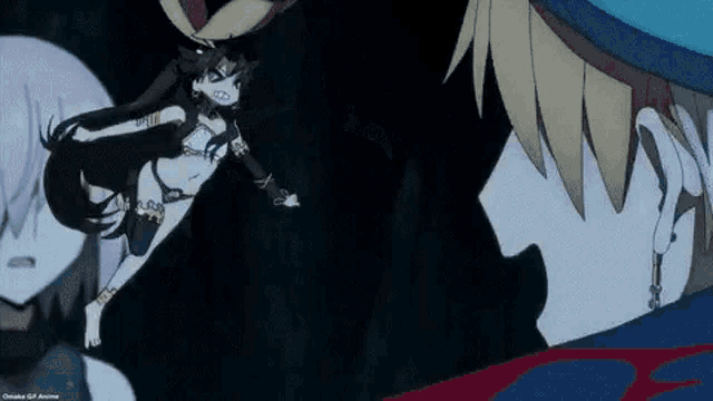 a man and a woman are standing next to each other in a dark room . the woman is wearing a bikini .