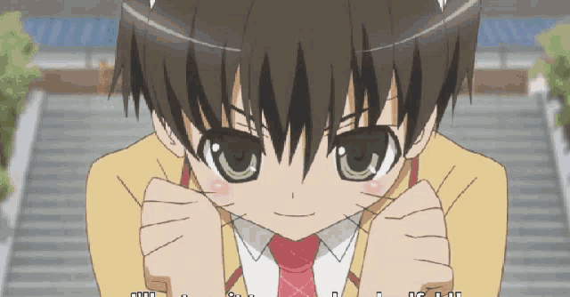 a cartoon of a boy with a cat ear and a tie