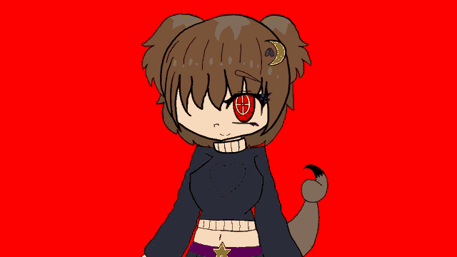 a drawing of a girl with a scorpion tail and a crescent moon on her head