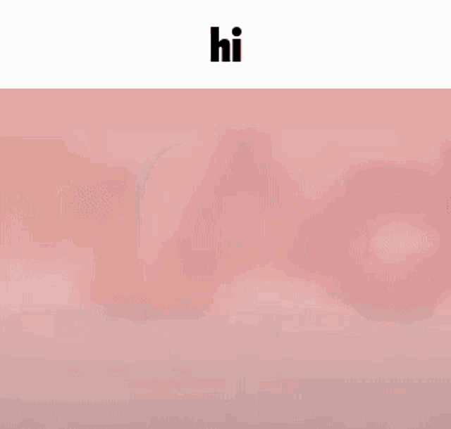 a cartoon girl is standing in front of a pink wall and says hi .