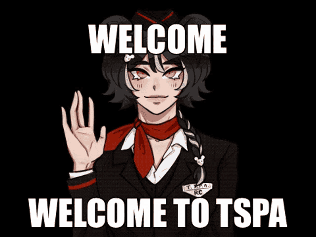 a picture of a girl with the words welcome welcome to tspa on the bottom
