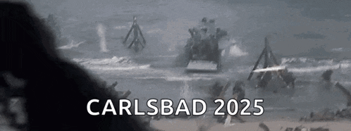 a painting of a battle scene with the words carlsbad 2025 written above it
