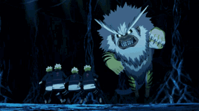 a cartoon of a monster with sharp teeth