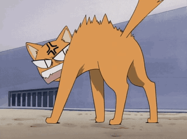 a cartoon cat with an angry look on his face