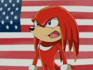 a cartoon character stands in front of an american flag with stars