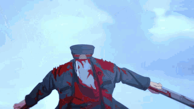 a man with blood on his face is being attacked by a shark