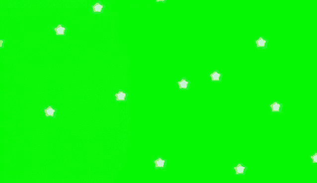 a green screen with white stars floating in the air .
