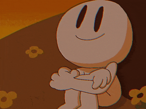 a cartoon drawing of a man with a smiley face