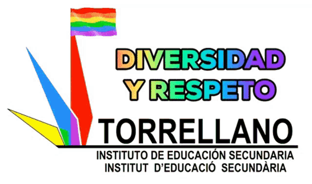 a logo for torrellano instituto de educacion secundaria with a rainbow flag