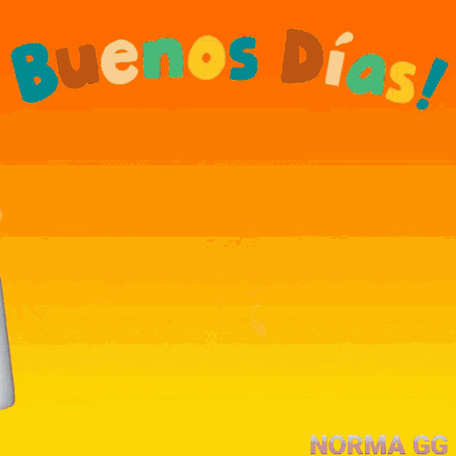 a hand is holding a mug with a sun on it and the words buenos dias above it