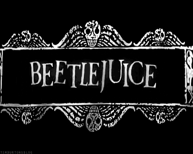 a black and white logo for beetlejuice