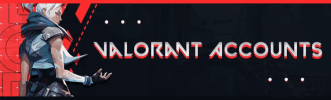 a banner for valorant accounts with a drawing of a woman