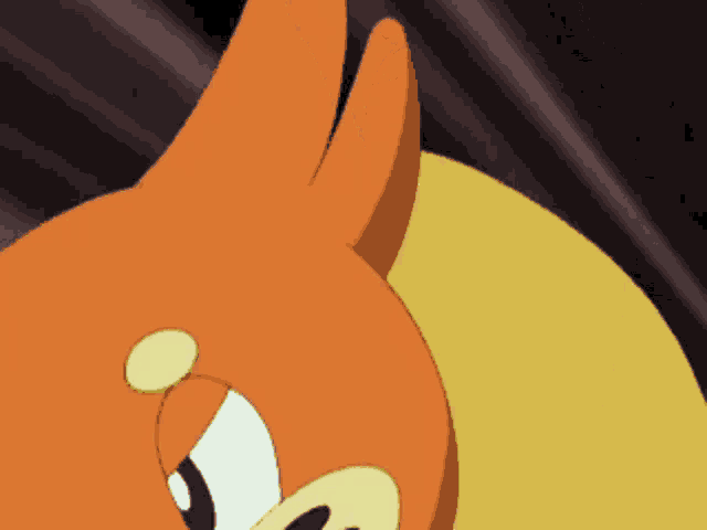 a close up of a cartoon character 's face with a black background
