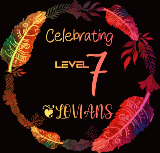 a feather wreath with the words celebrating level 7 on it