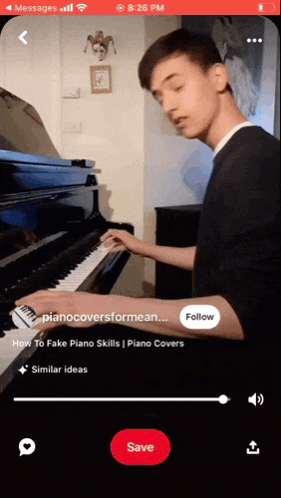 a young man is playing a piano on a cell phone