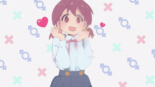 two anime girls make a heart shape with their hands