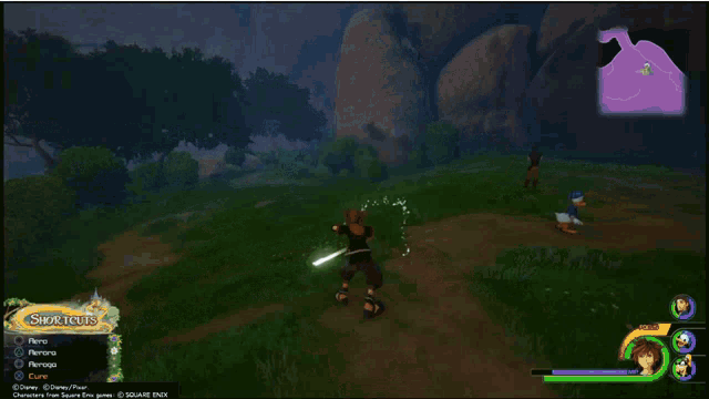 a screenshot of a video game called kingdom hearts with a character named sora
