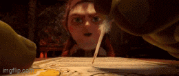 a cartoon character is writing on a piece of paper with a pen .