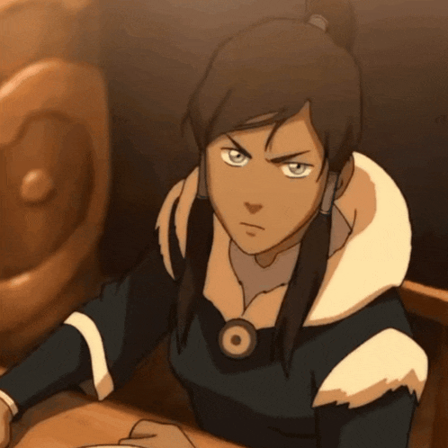 a cartoon of a girl with a ponytail and a circle around her neck