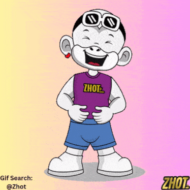 a cartoon character with a shirt that says zhot on it