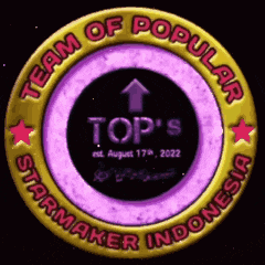 a purple and gold circle with the words team of popular starmaker indonesia