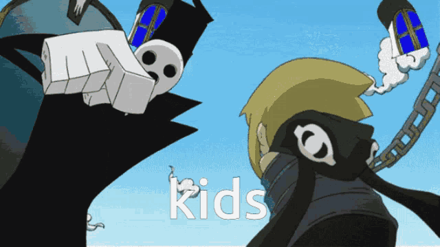 a picture of a cartoon character with the word kids below it