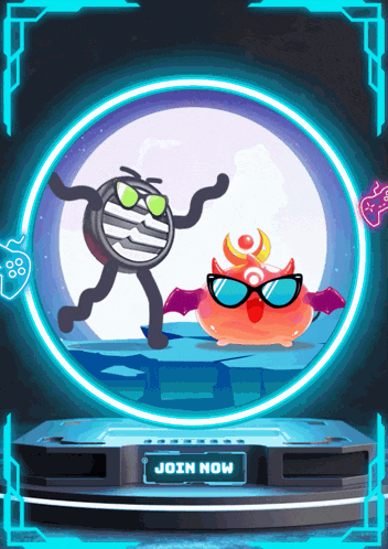 a sign that says join now next to a cartoon