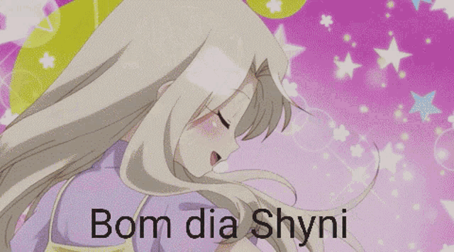 a picture of a girl with the words bom dia shyni