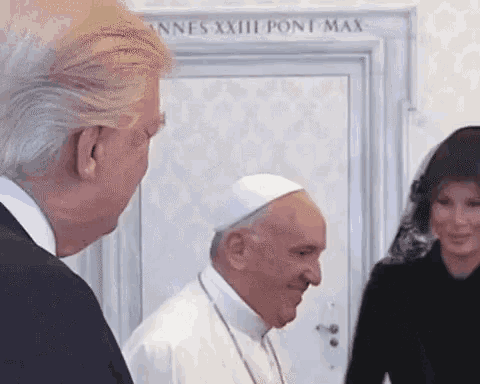 Pope Francis Awkward Smile GIF - Pope Francis Awkward Smile Donald Trump GIFs