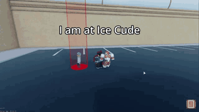 a screenshot of a video game with the words i am at ice cude