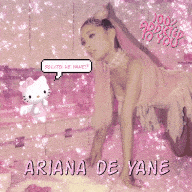 a poster of ariana de vane with a hello kitty on it