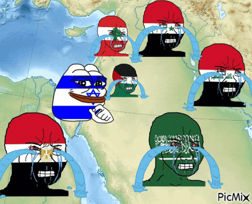 a group of people with flags on their faces are crying with picmix written on the bottom