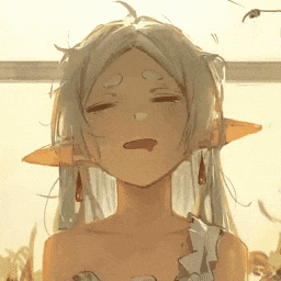 a close up of a girl with ears and a white hair