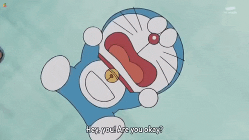 a cartoon character named doraemon is laying on the floor and says emergency a doctor where 's a doctor ?