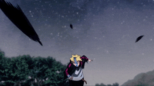a cartoon of a man standing in front of a night sky