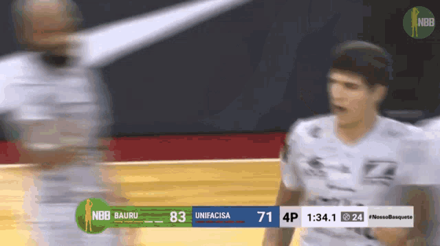 a basketball game is being played between nbb bauru and unifacia