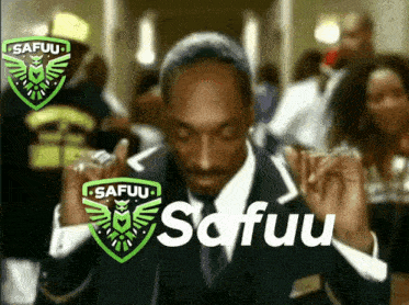 a man in a suit and tie with the word safuu in the corner
