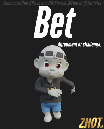 a cartoon character wearing a hoodie that says zhot on it