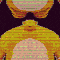 a close up of a pixel art of a person 's face .