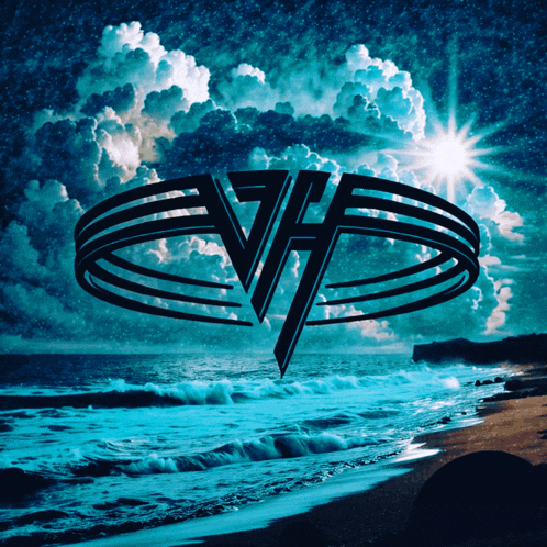 a picture of a beach with a van halen logo