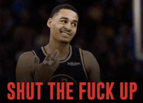 a picture of a basketball player with the words shut the fuck up behind him