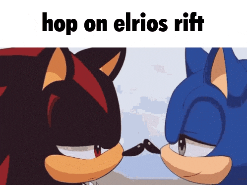 shadow the hedgehog and sonic the hedgehog are looking at each other with the caption hop on elrios rift